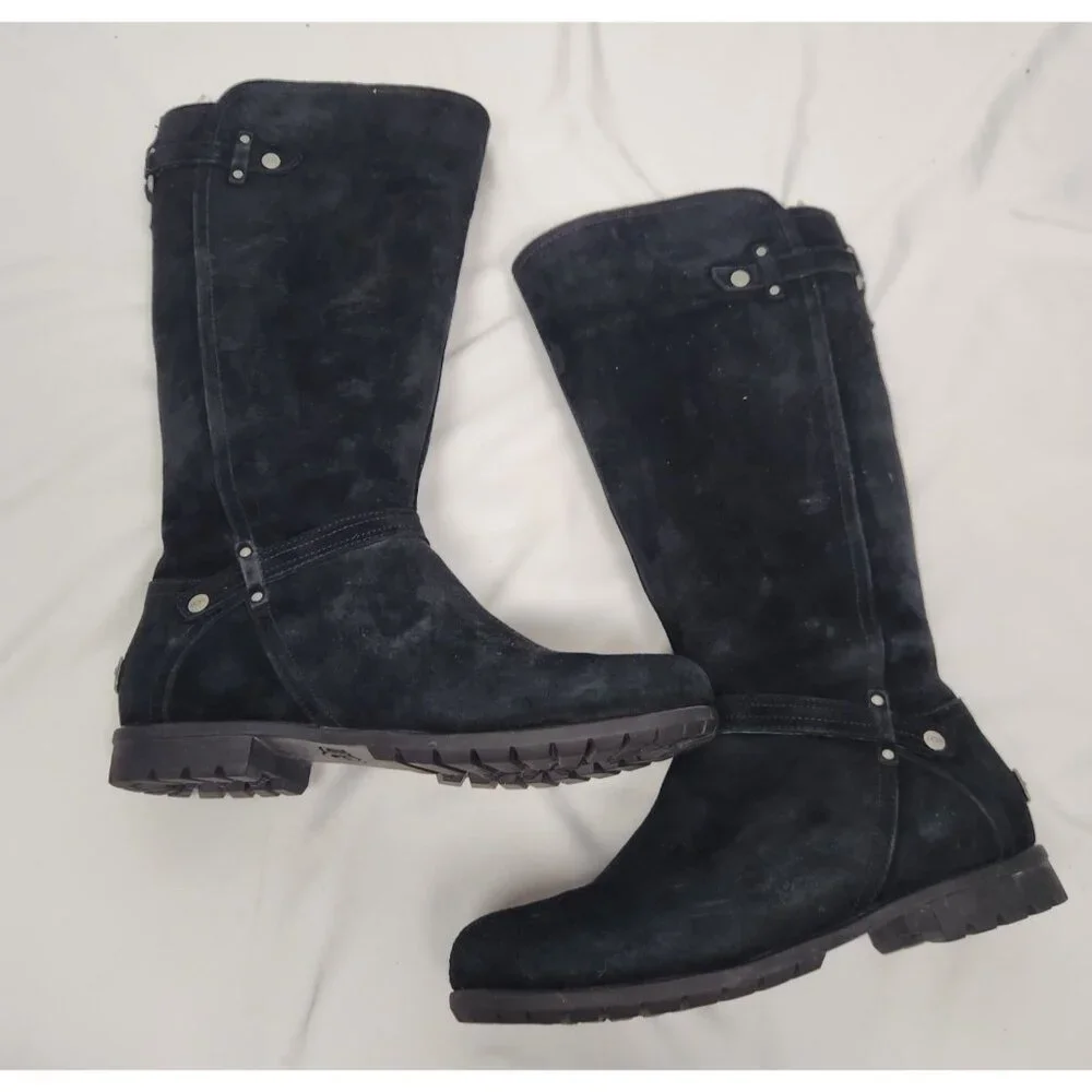 UGG Women's Sz. 9 Jillian Side Zip Black Suede Boots - Picture 6 of 8